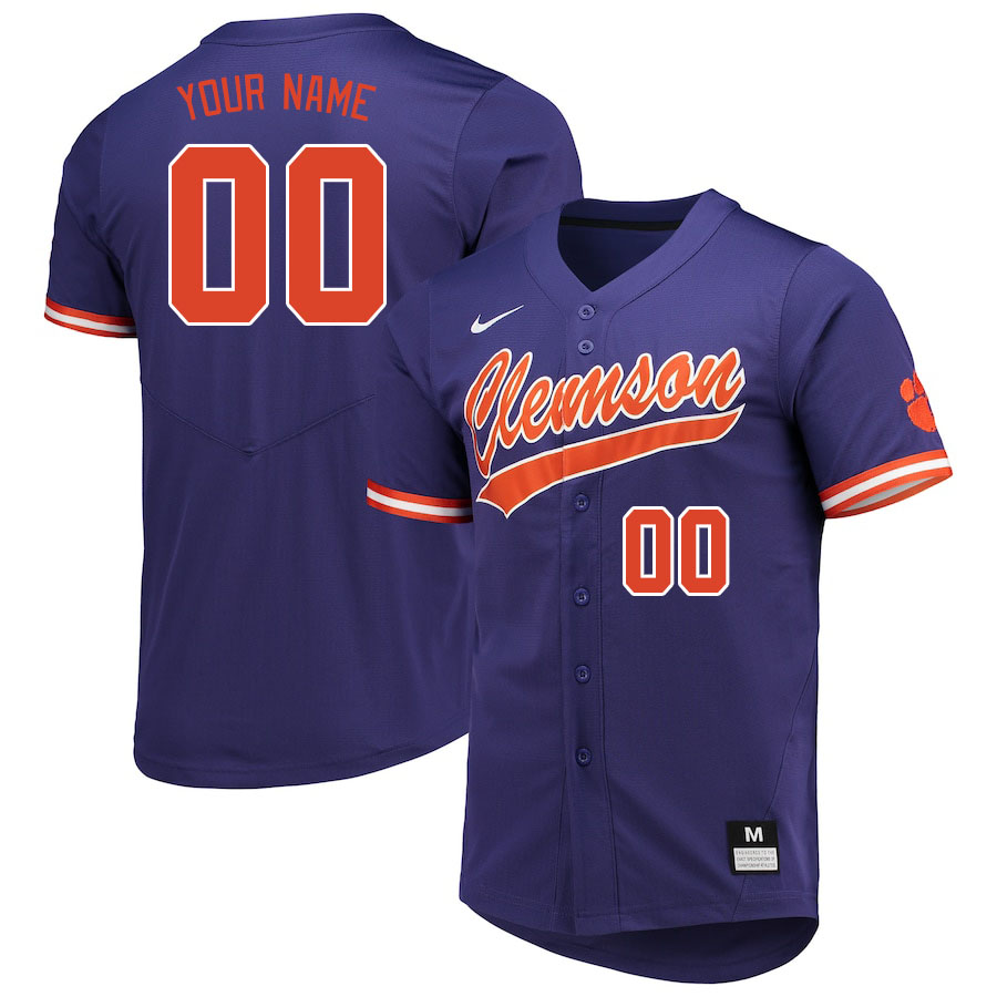 Custom Clemson Tigers Name And Number College Baseball Jerseys Stitched-Purple - Click Image to Close